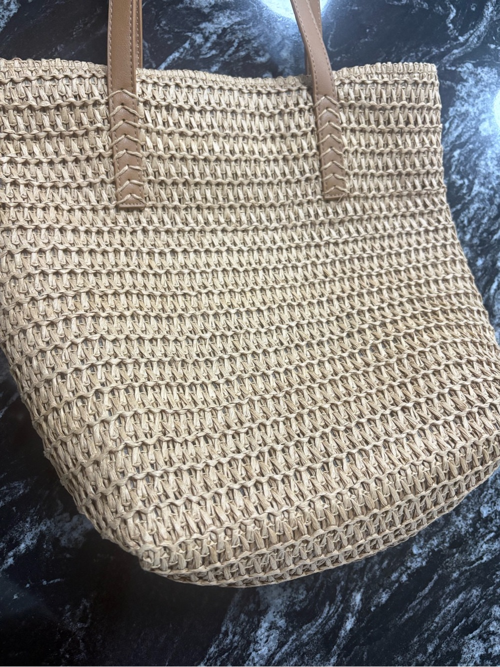 Woven Straw Tote Bag in Natural Tan With Extra Goodies!
